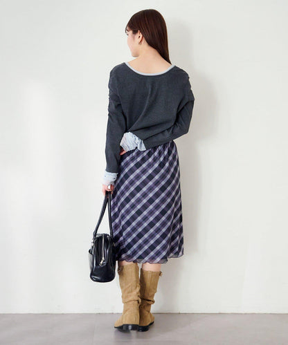 拼接透視半身裙