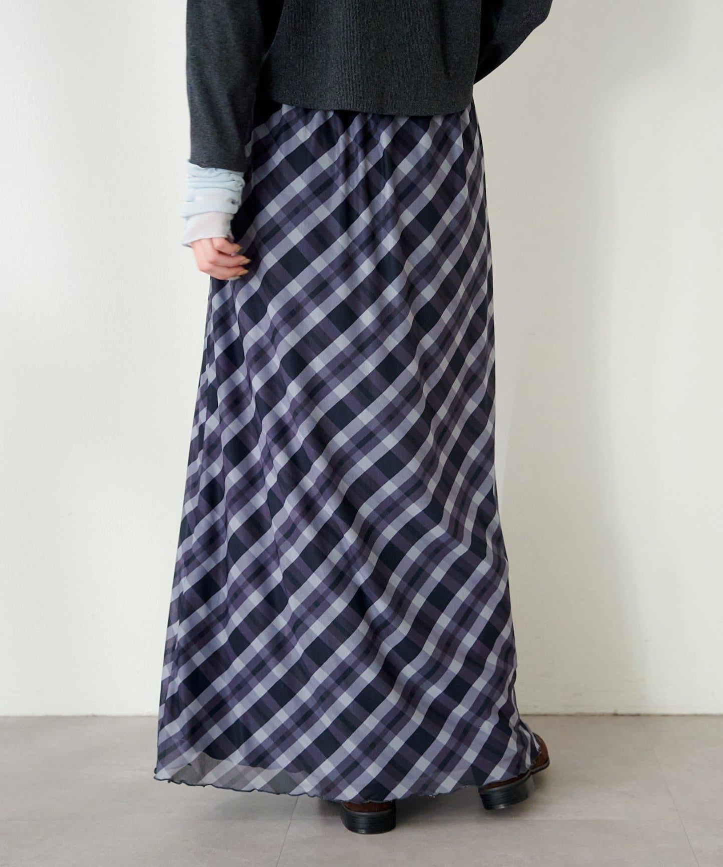 拼接透視半身裙