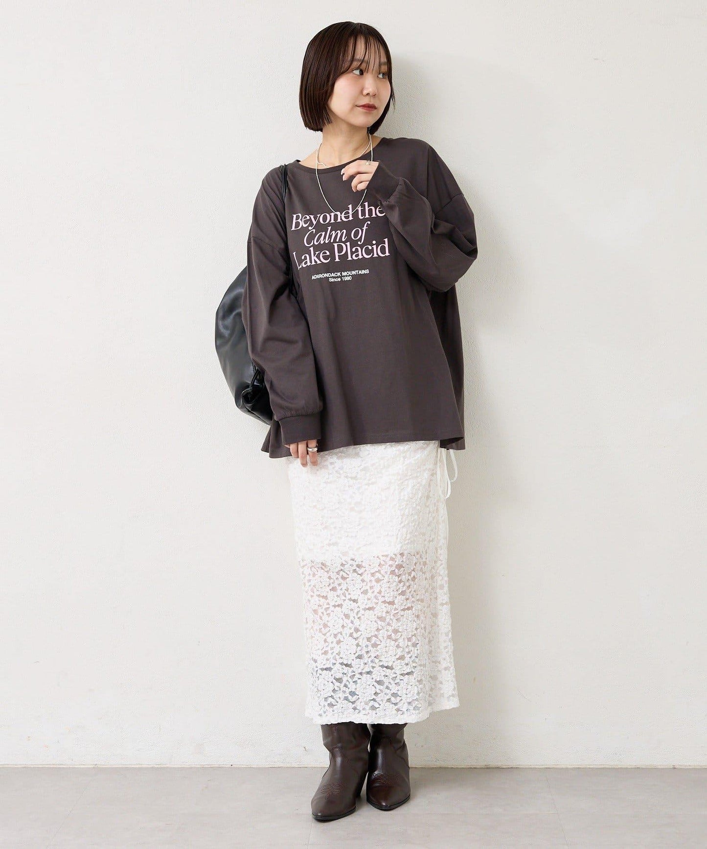 拼色大字母長袖T恤