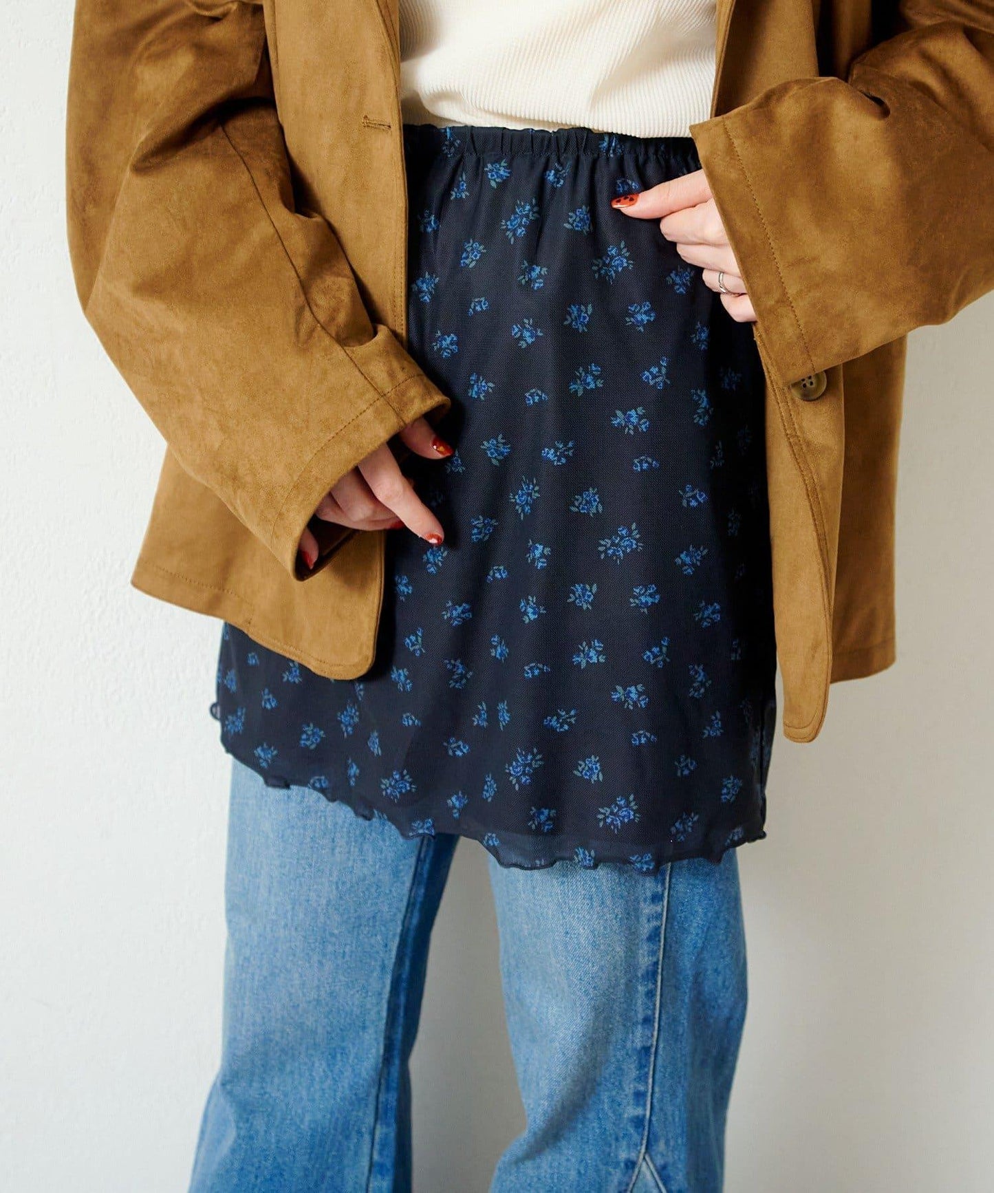 拼接透視半身裙