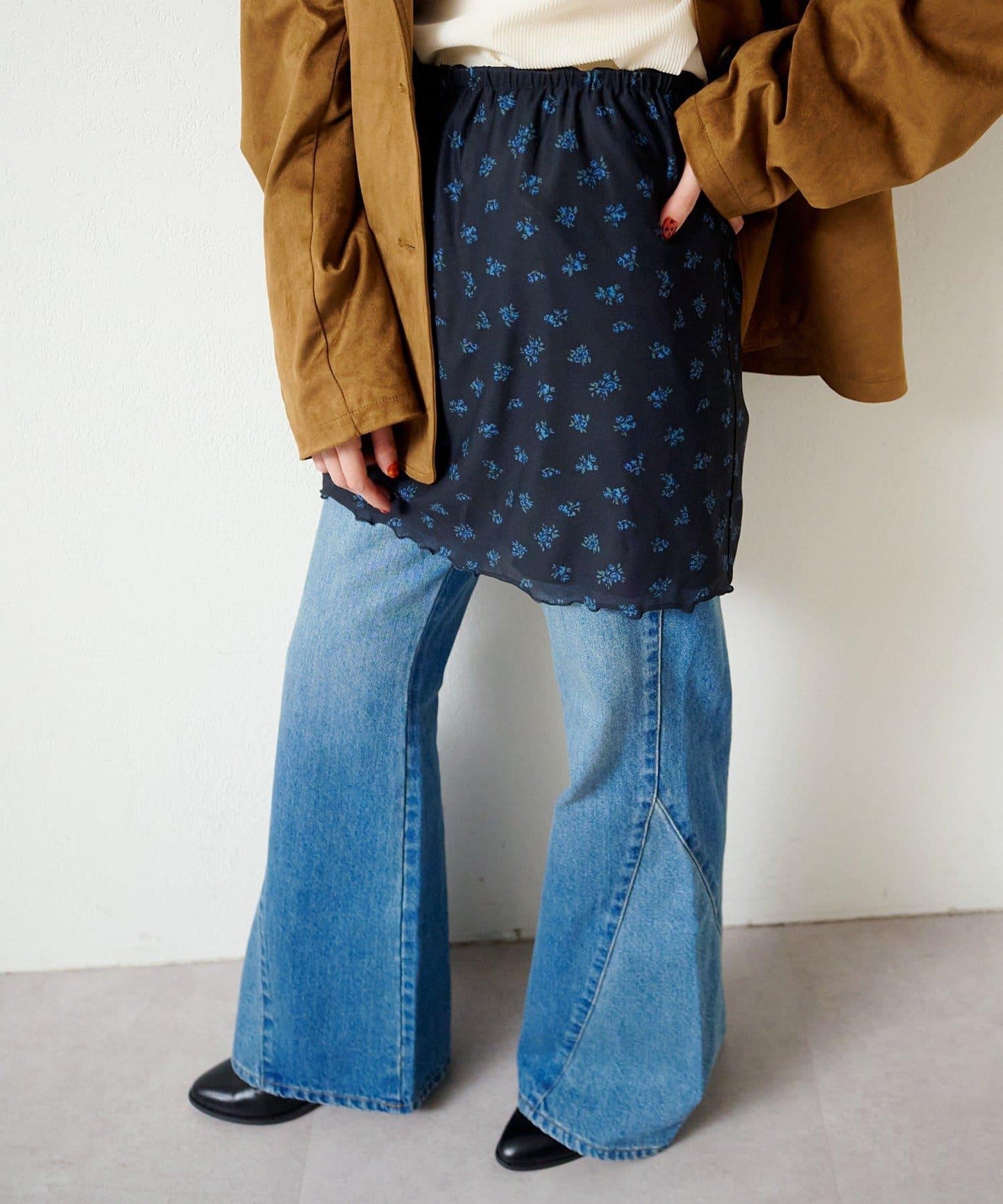 拼接透視半身裙