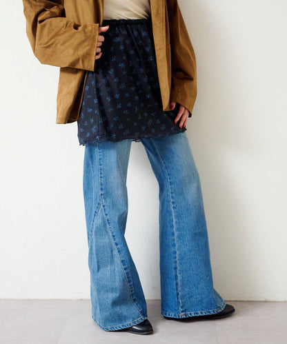 拼接透視半身裙