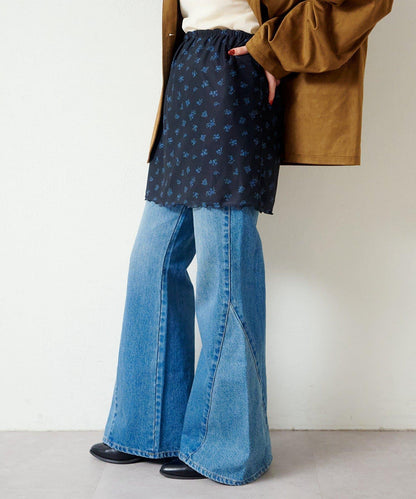 拼接透視半身裙