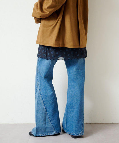 拼接透視半身裙