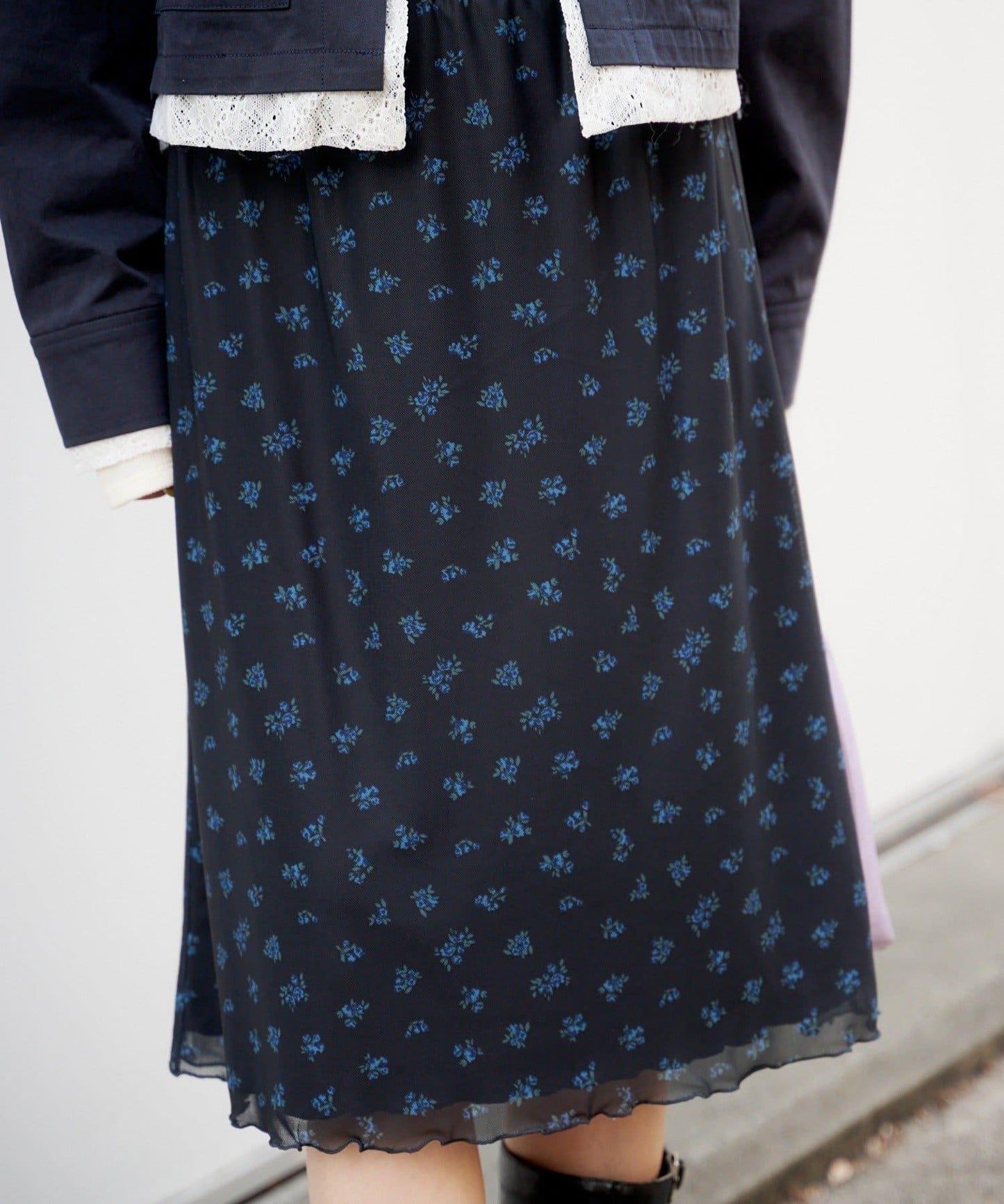 拼接透視半身裙