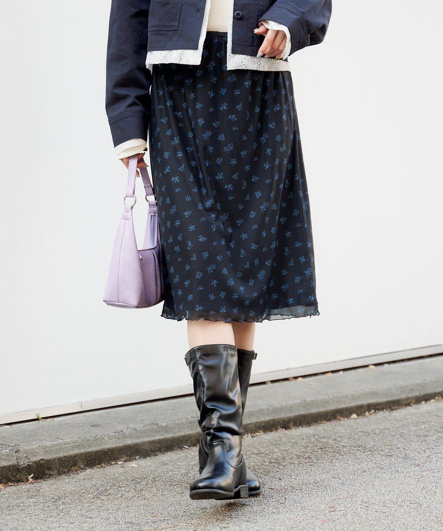 拼接透視半身裙