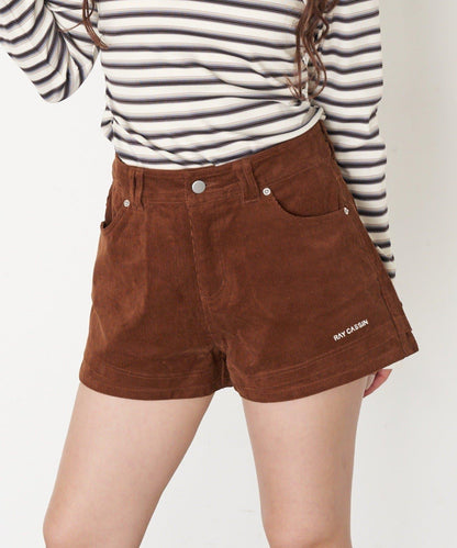 分層設計燈芯絨短褲