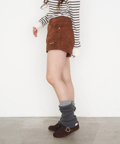 分層設計燈芯絨短褲