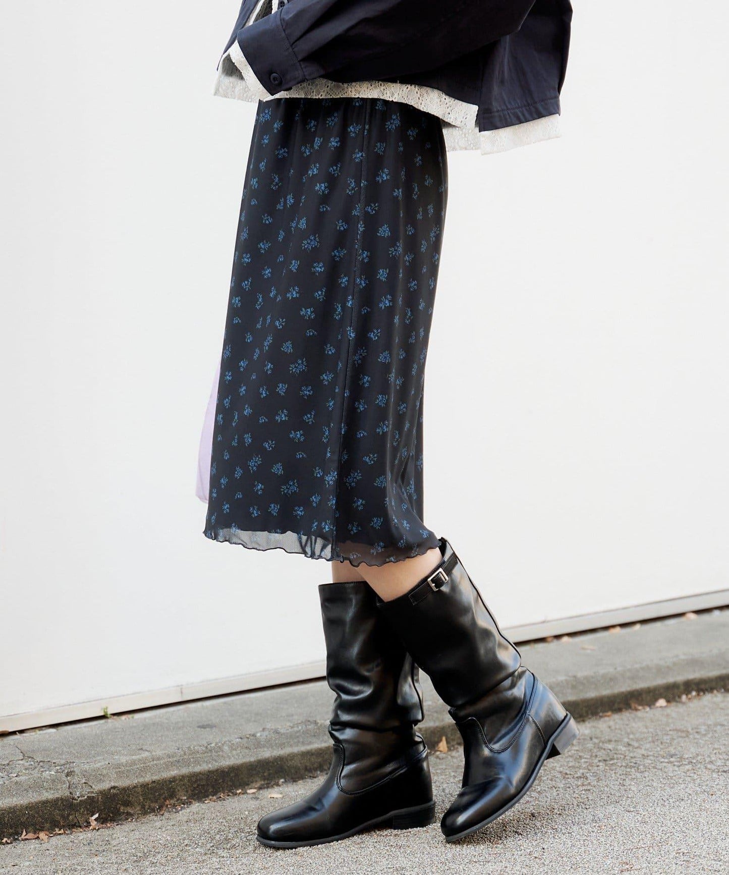 拼接透視半身裙