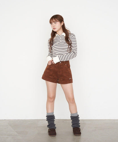 多色條紋胸部刺繡修身POLO衫