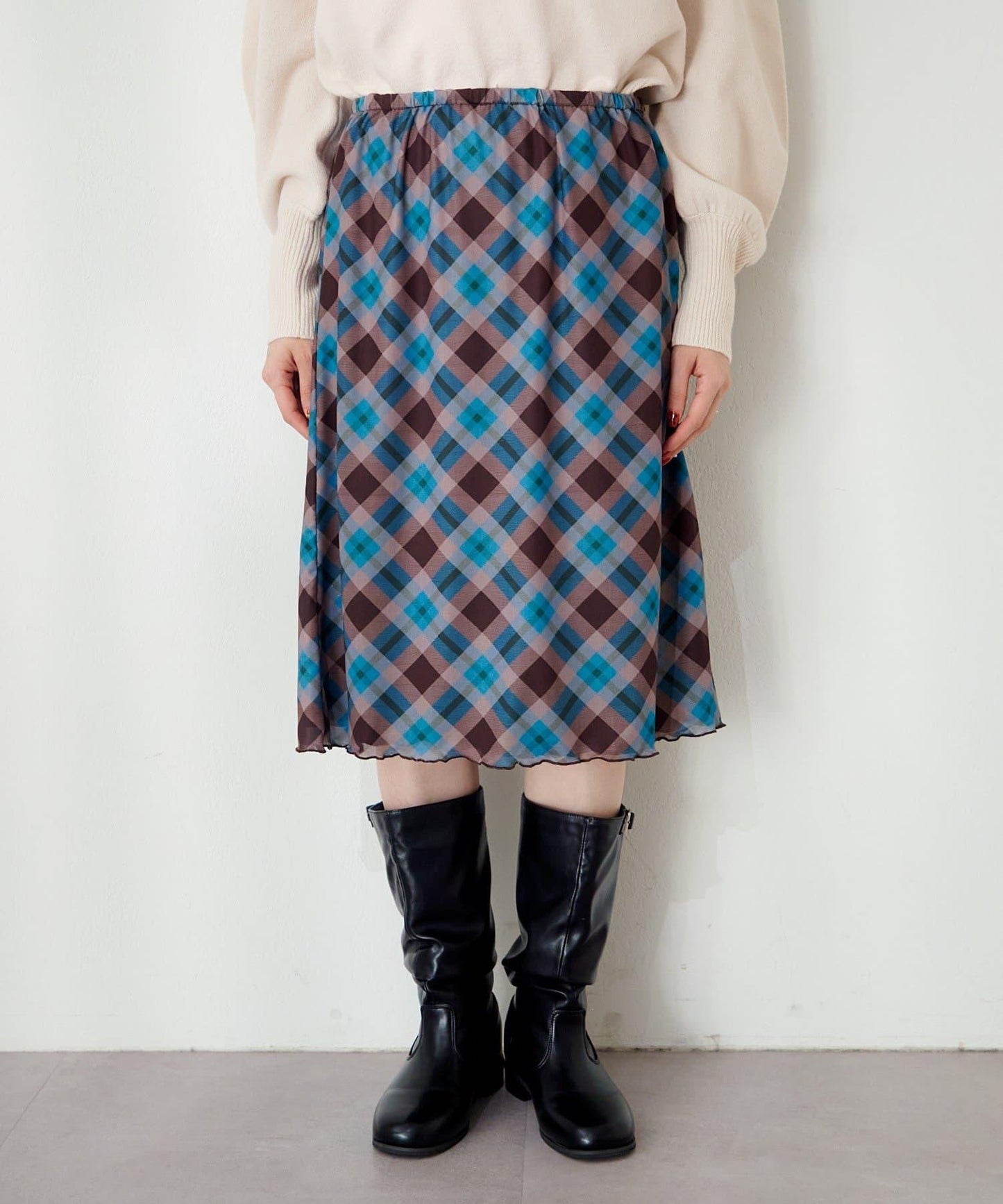 拼接透視半身裙