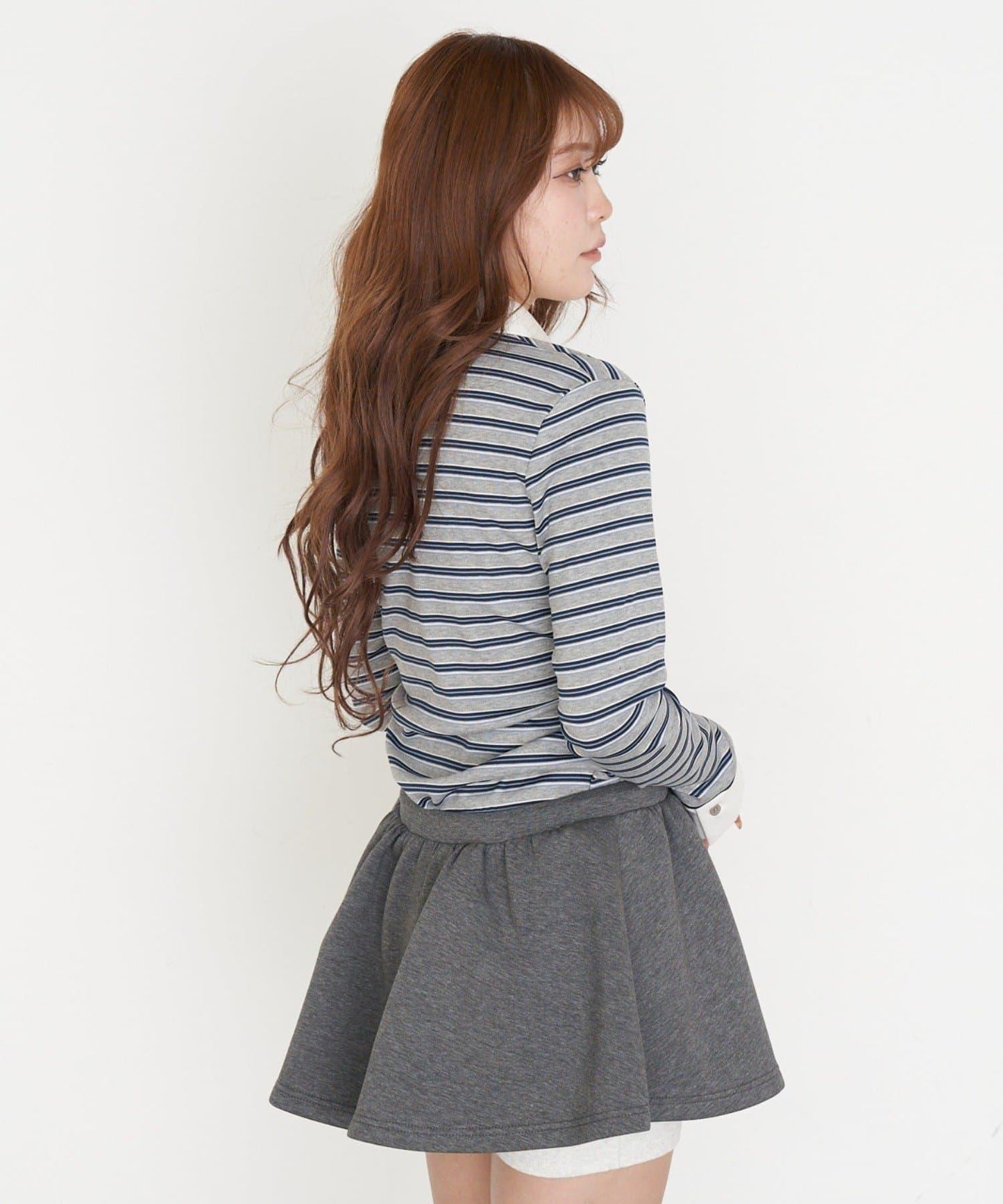 多色條紋胸部刺繡修身POLO衫