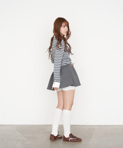 多色條紋胸部刺繡修身POLO衫