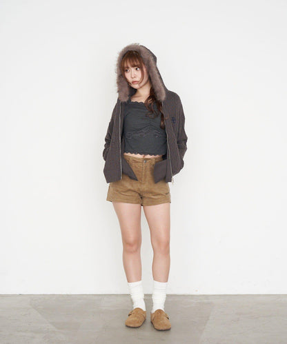 帶胸墊蕾絲長袖T恤