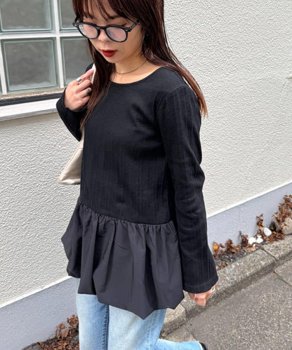 下襬氣球隨機羅紋上衣