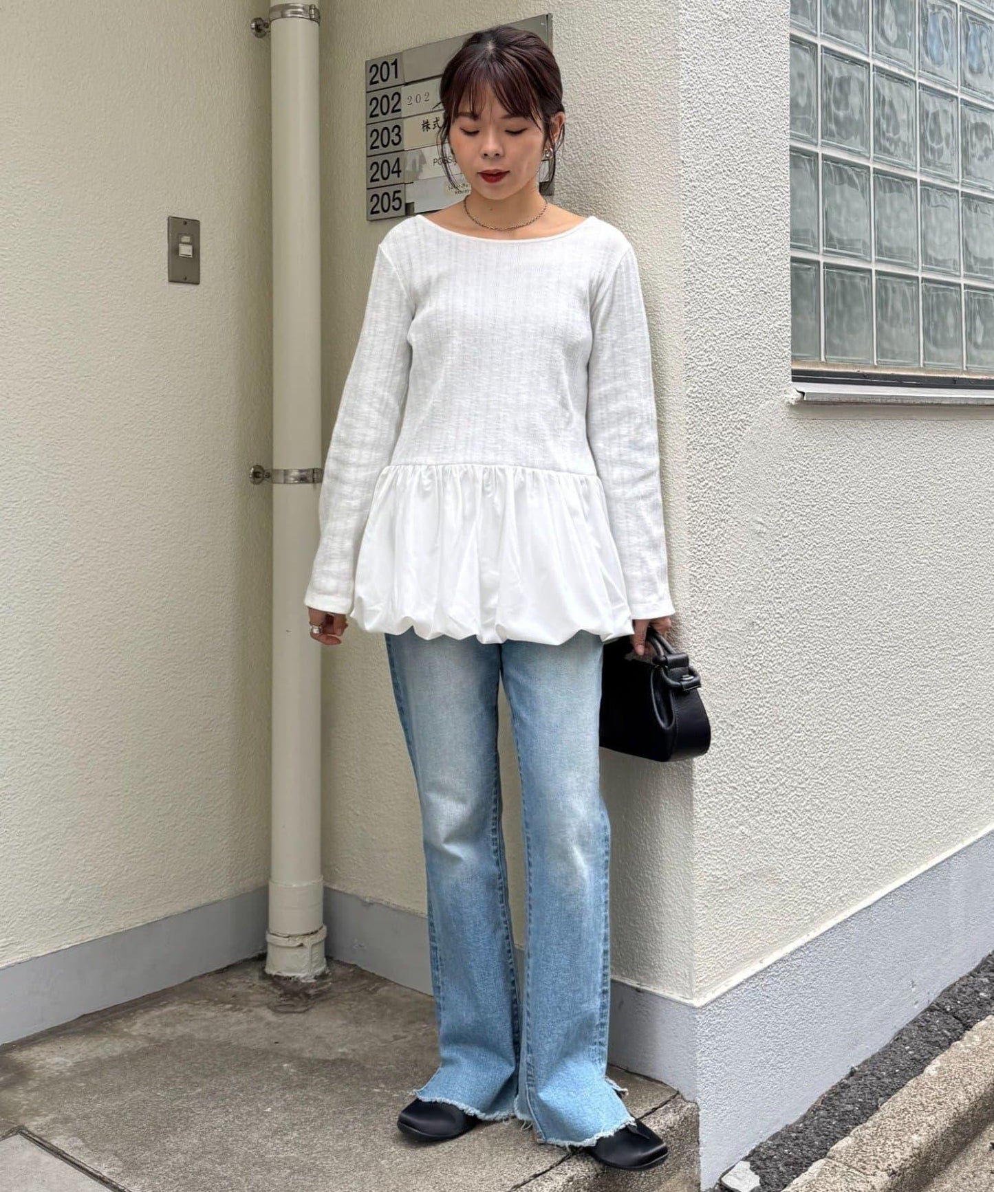 下襬氣球隨機羅紋上衣