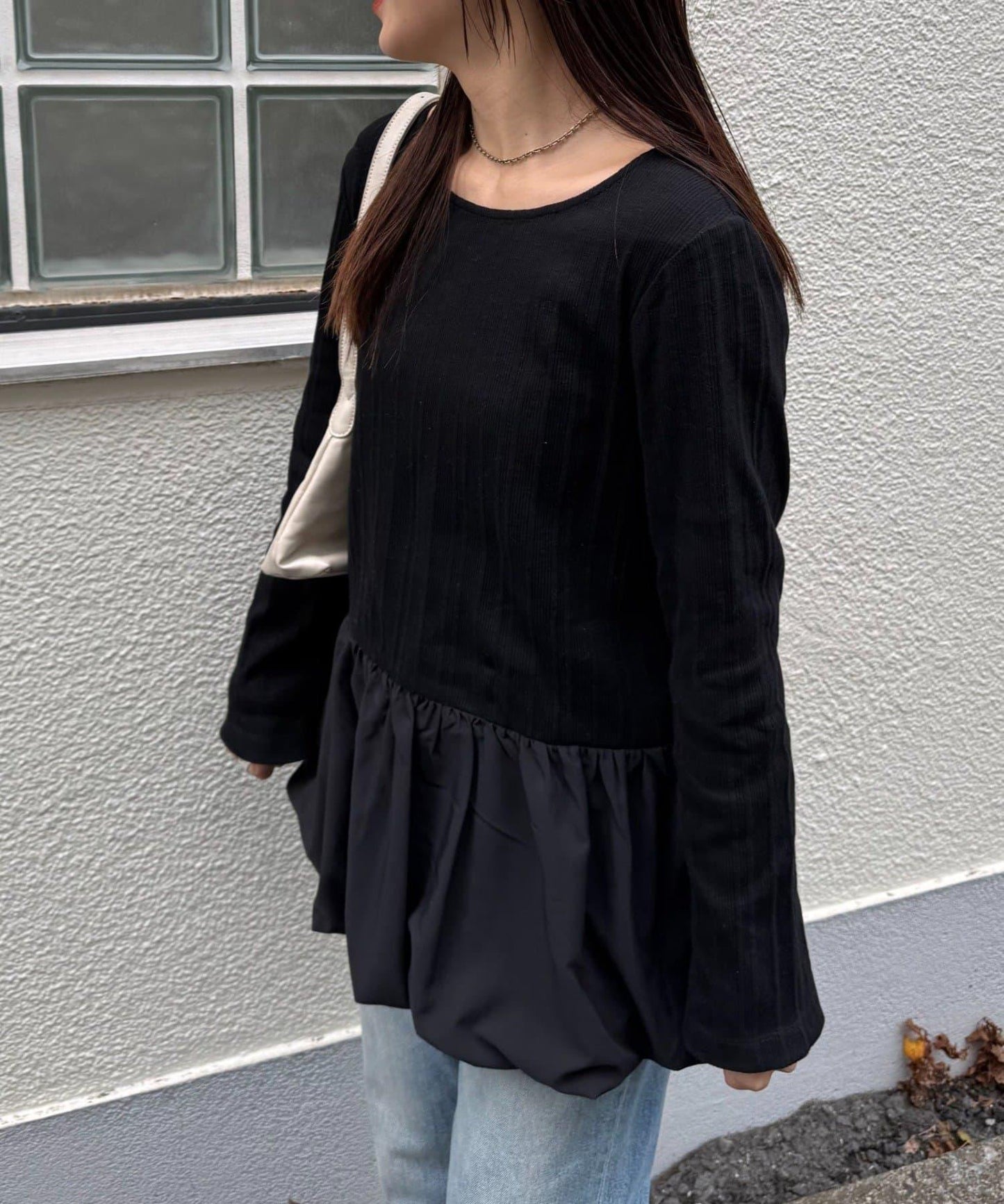 下襬氣球隨機羅紋上衣