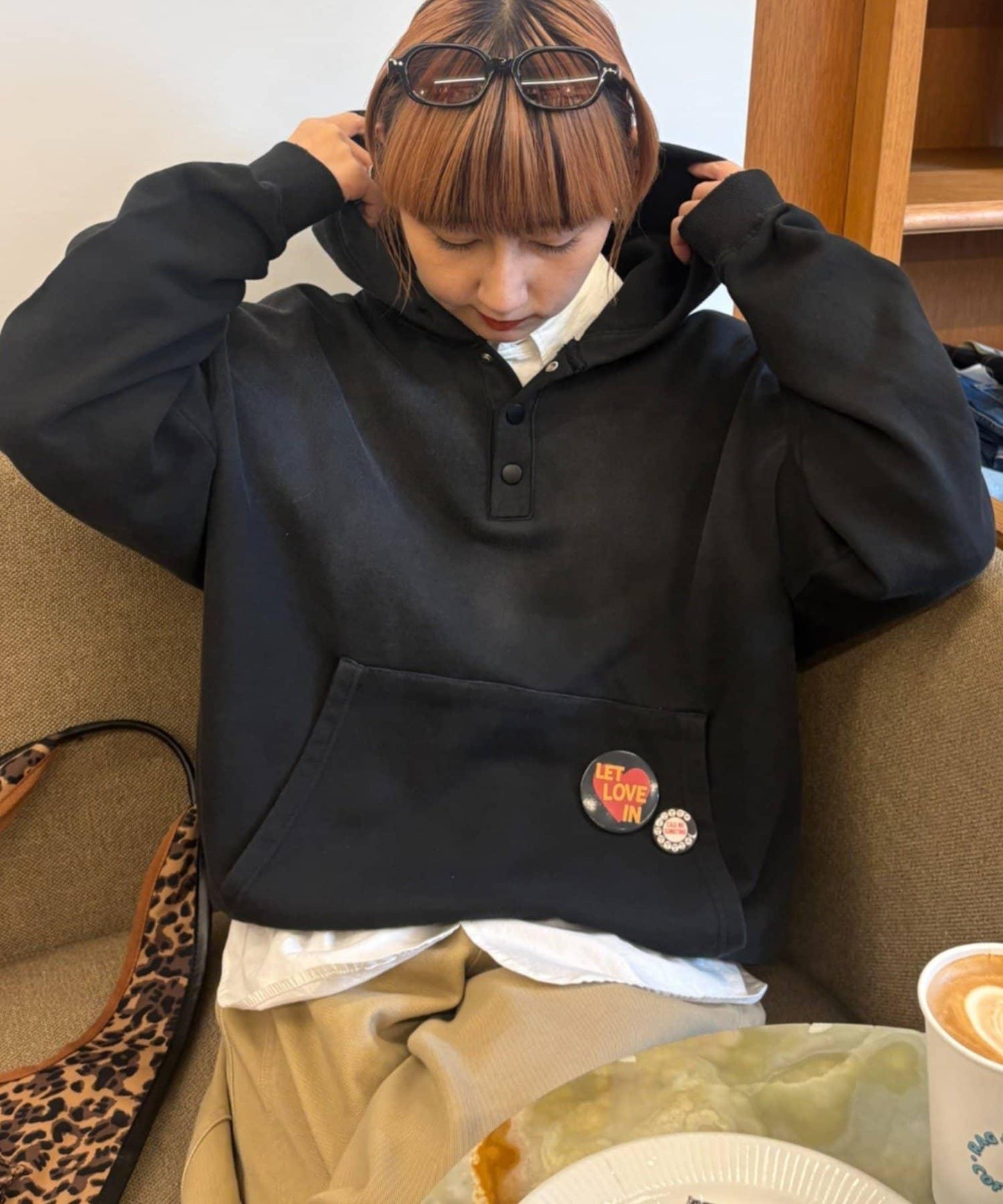 男女同款噴塗工藝亨利扣連帽衛衣