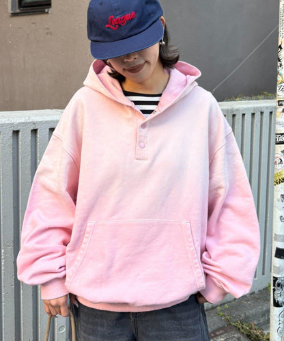 男女同款噴塗工藝亨利扣連帽衛衣