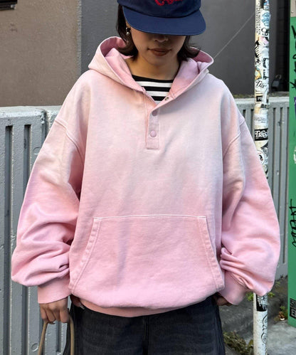 男女同款噴塗工藝亨利扣連帽衛衣