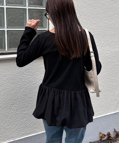 下襬氣球隨機羅紋上衣