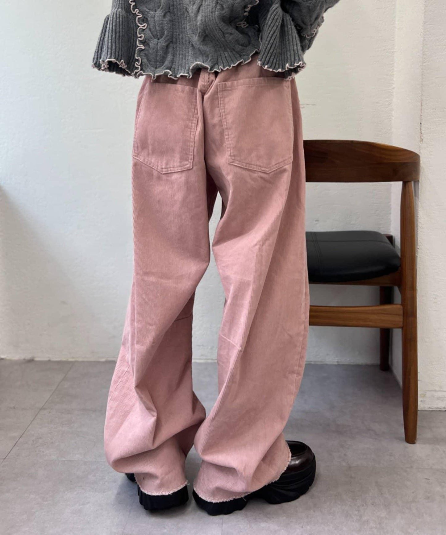 【w closet】燈芯絨破洞褲