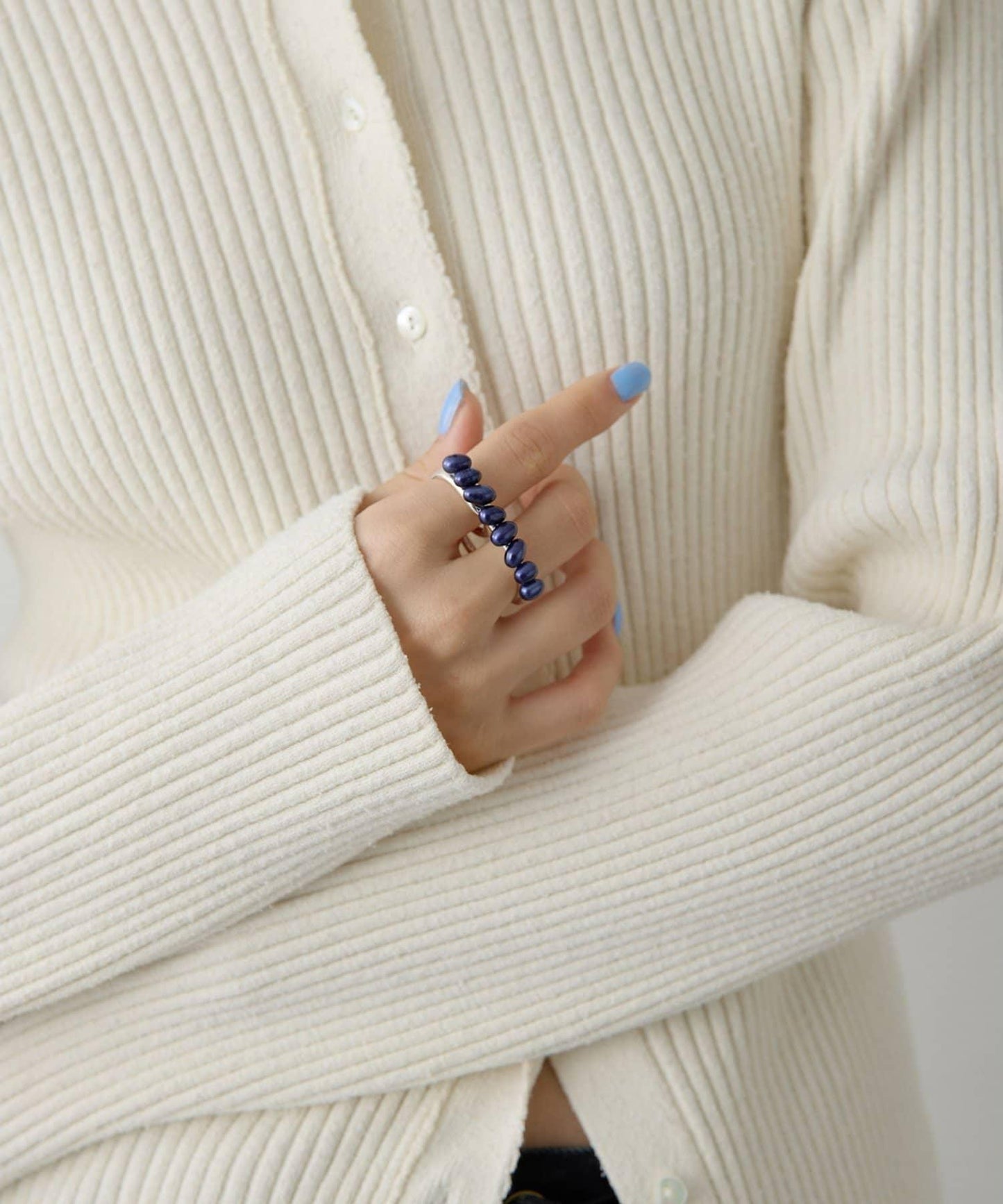 【Hoaw.】珍珠雙環戒指