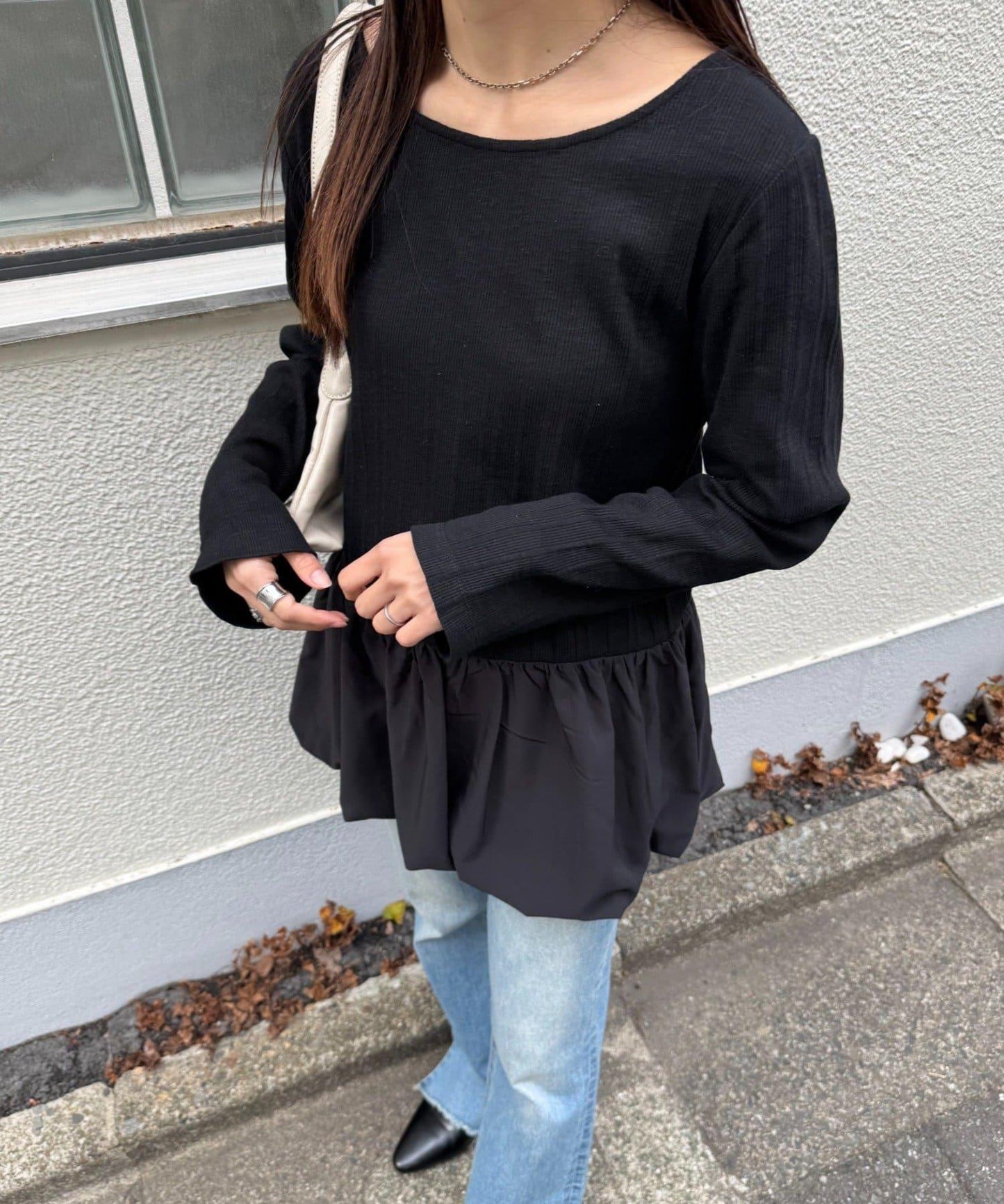 下襬氣球隨機羅紋上衣