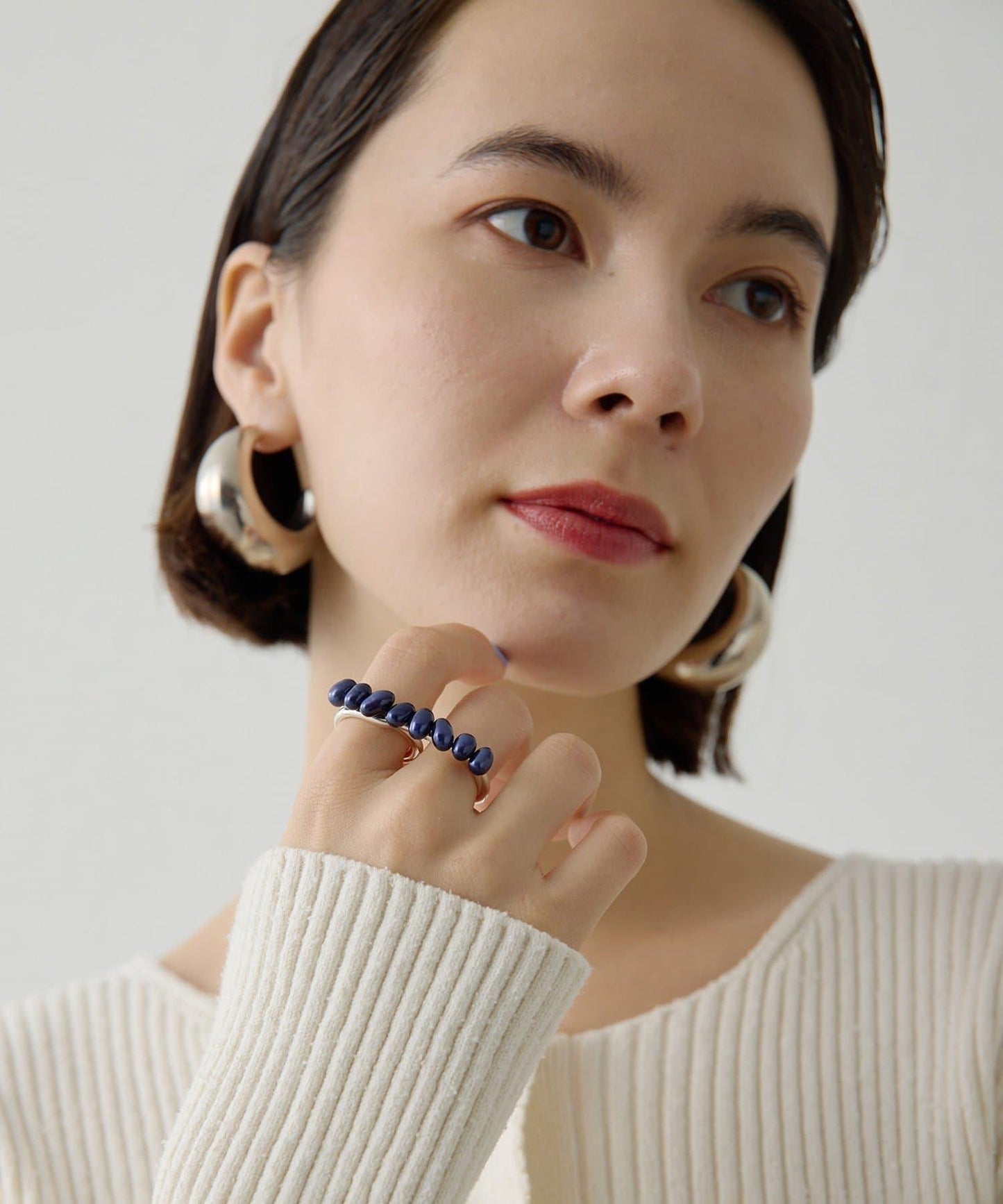 【Hoaw.】珍珠雙環戒指