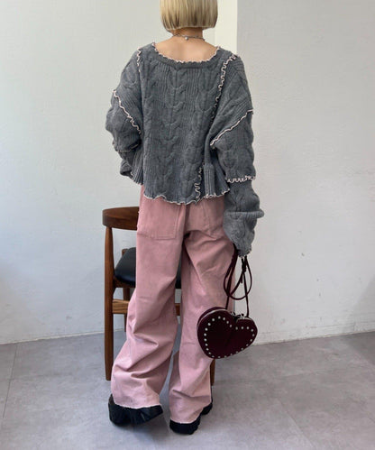 【w closet】燈芯絨破洞褲