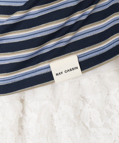 多色條紋胸部刺繡修身POLO衫