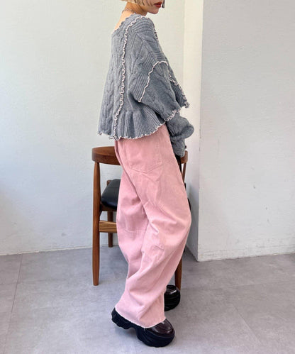 【w closet】燈芯絨破洞褲