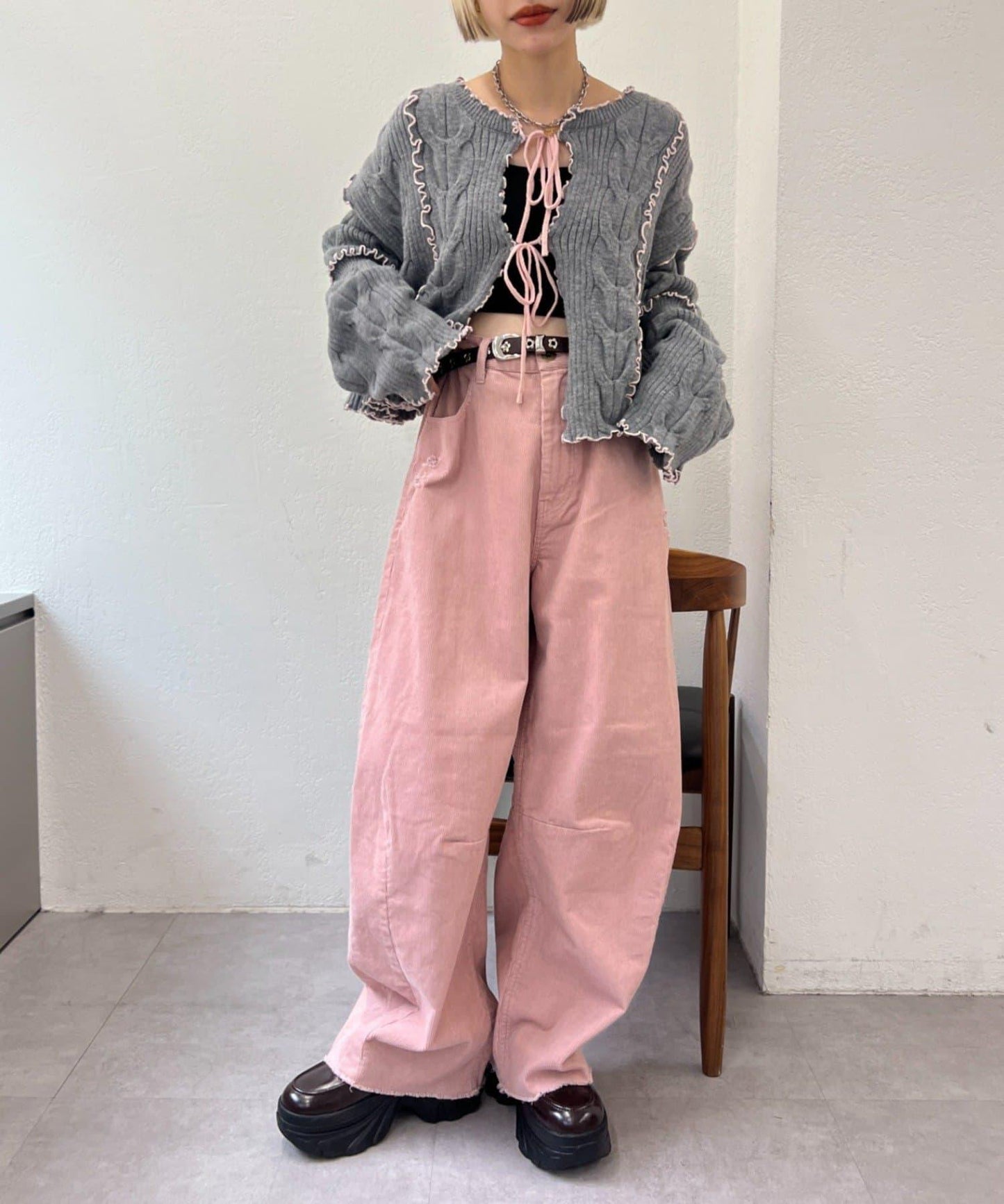 【w closet】燈芯絨破洞褲