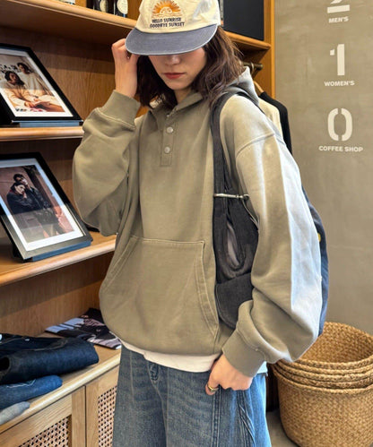 男女同款噴塗工藝亨利扣連帽衛衣