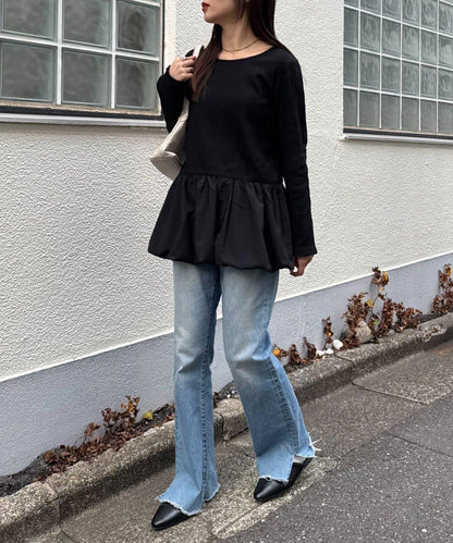 下襬氣球隨機羅紋上衣