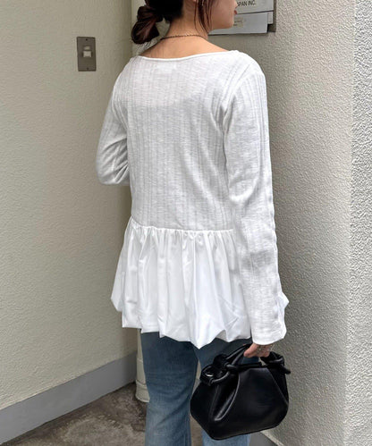 下襬氣球隨機羅紋上衣