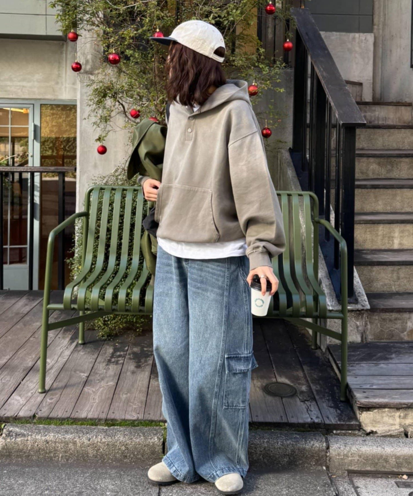 男女同款噴塗工藝亨利扣連帽衛衣