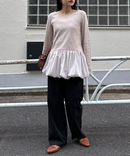 下襬氣球隨機羅紋上衣