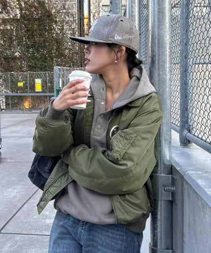 男女同款噴塗工藝亨利扣連帽衛衣