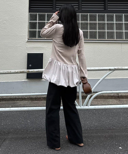 下襬氣球隨機羅紋上衣