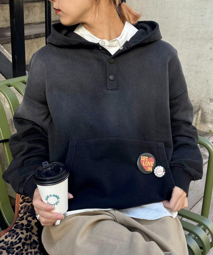 男女同款噴塗工藝亨利扣連帽衛衣