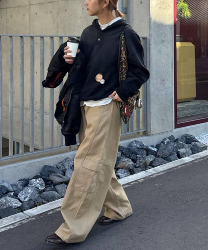 男女同款噴塗工藝亨利扣連帽衛衣