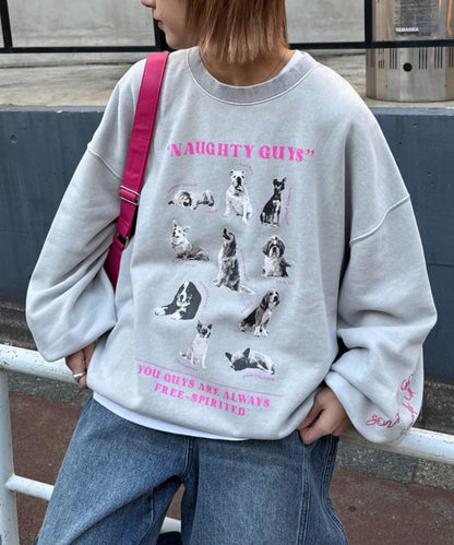 DOG印花刺繡復古衛衣