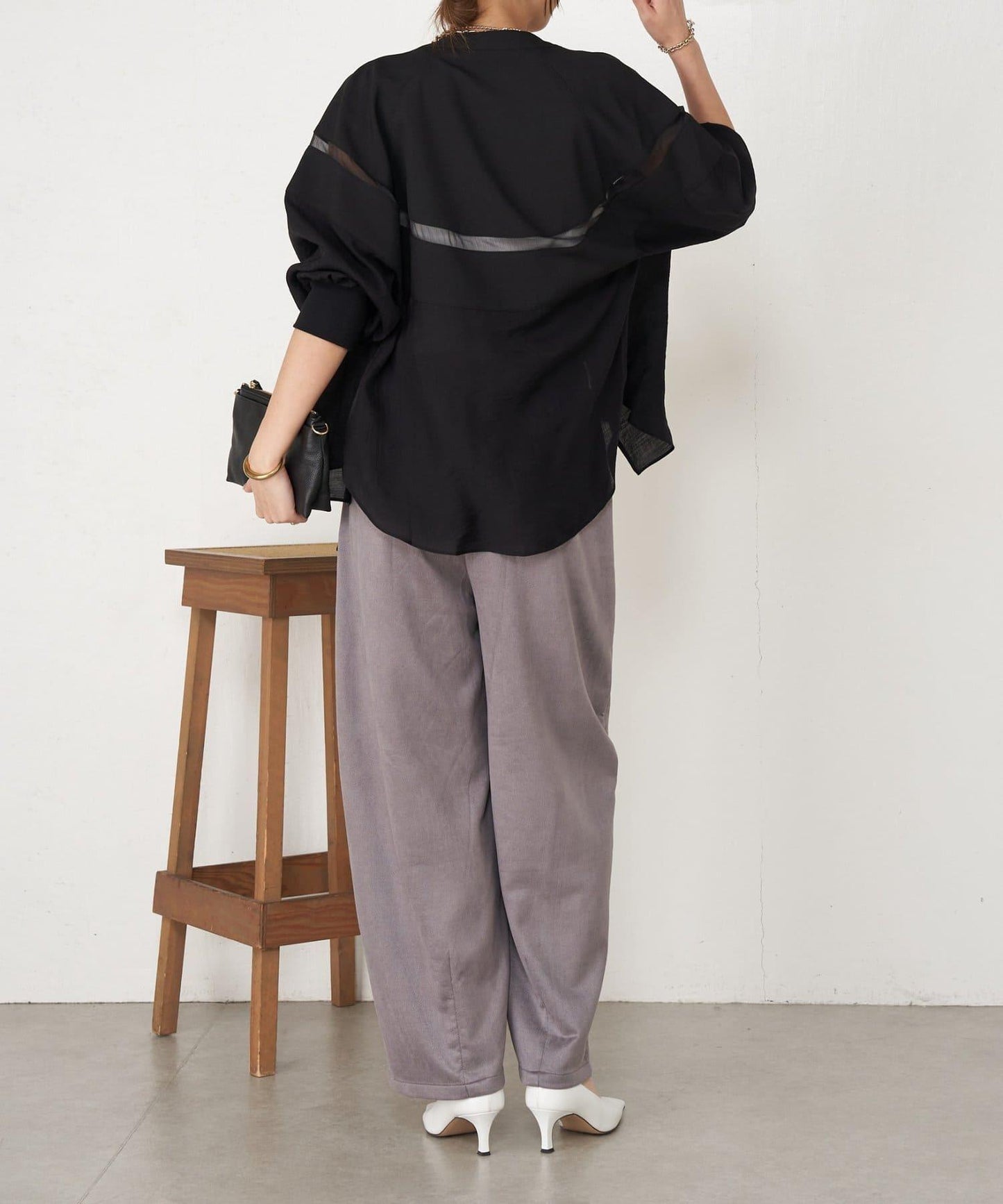 層疊風麂皮彎曲褲