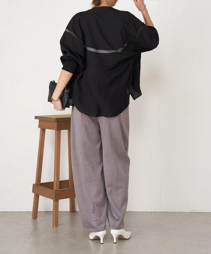 層疊風麂皮彎曲褲