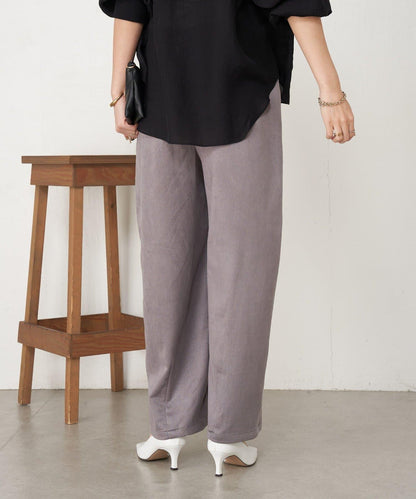 層疊風麂皮彎曲褲