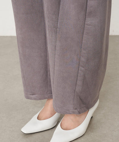 層疊風麂皮彎曲褲