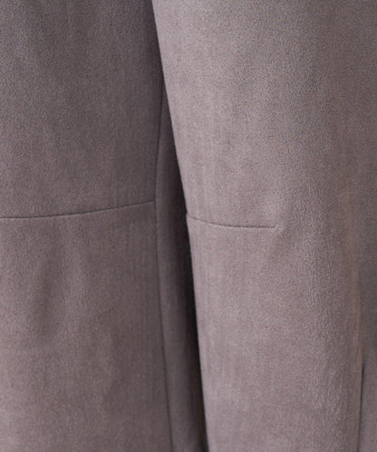 層疊風麂皮彎曲褲