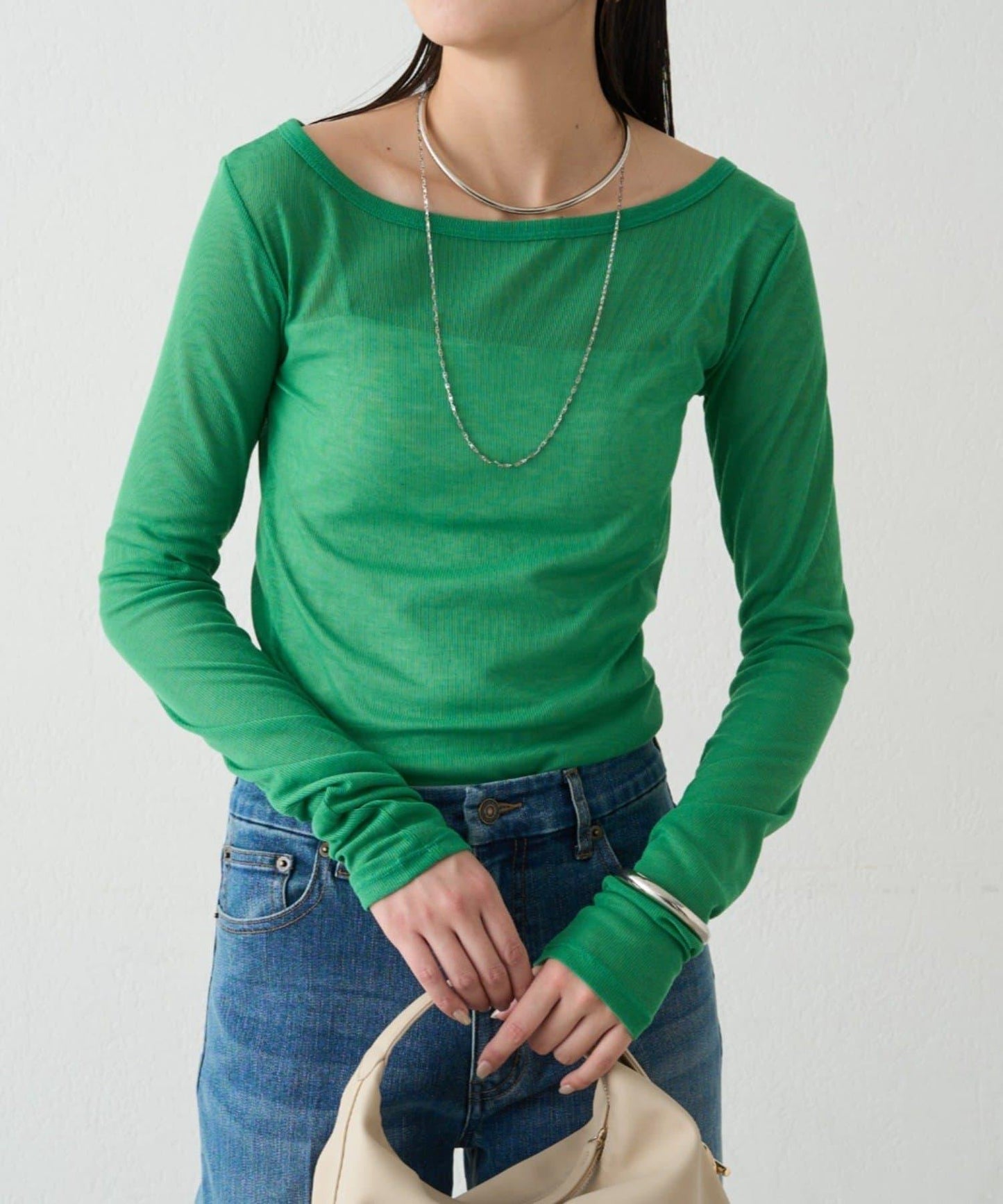 圓領透視長袖T恤