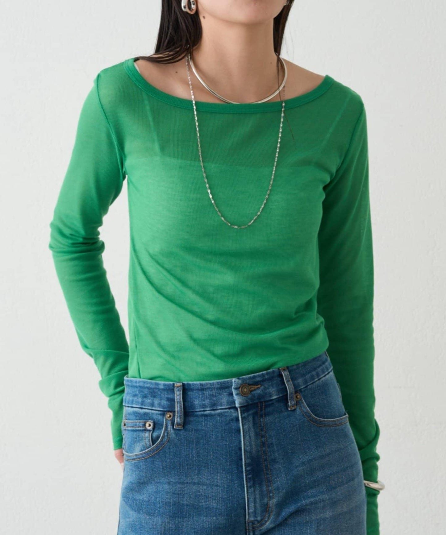 圓領透視長袖T恤